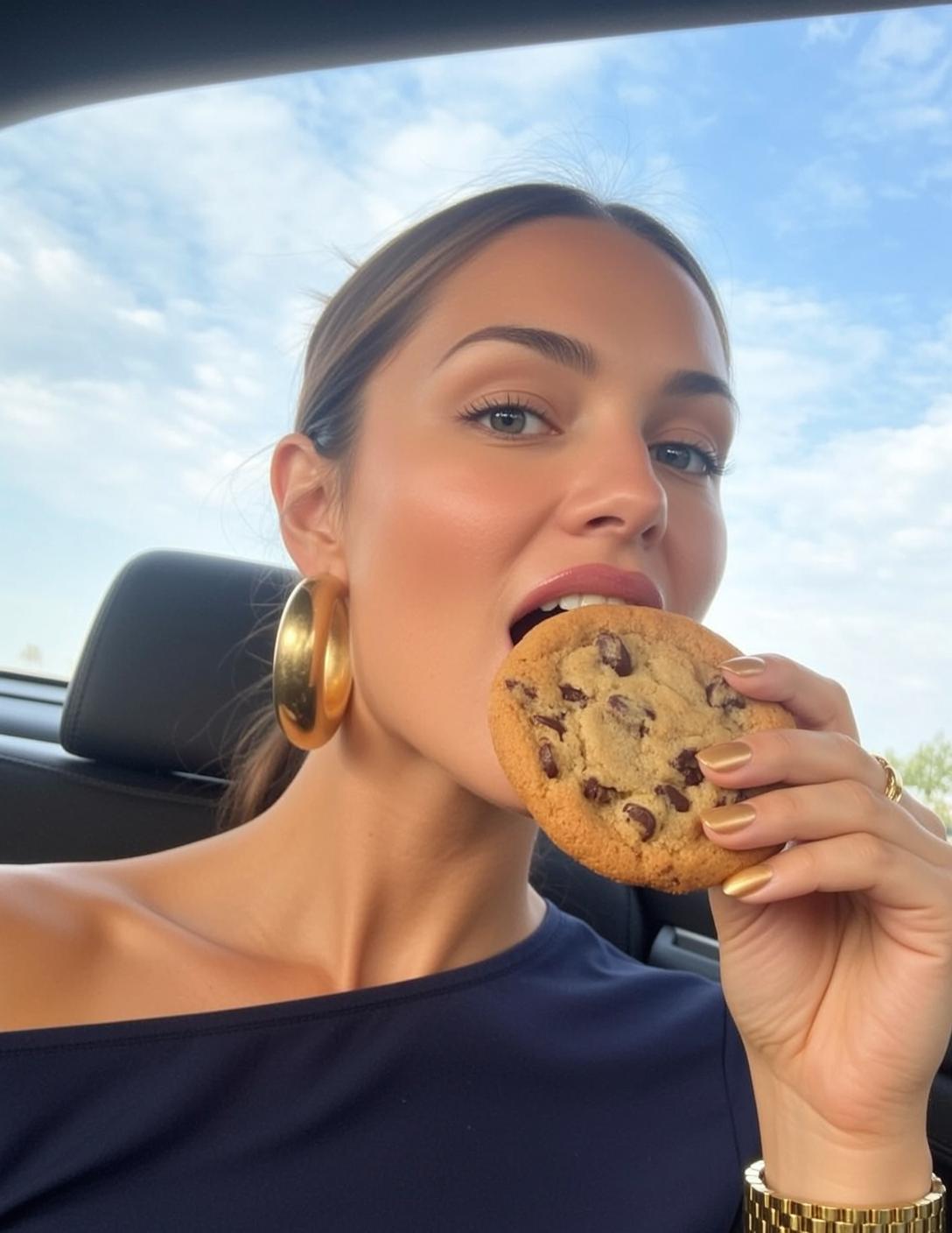 Explore Captured Close-up Holding Chocolate Chip Cookie