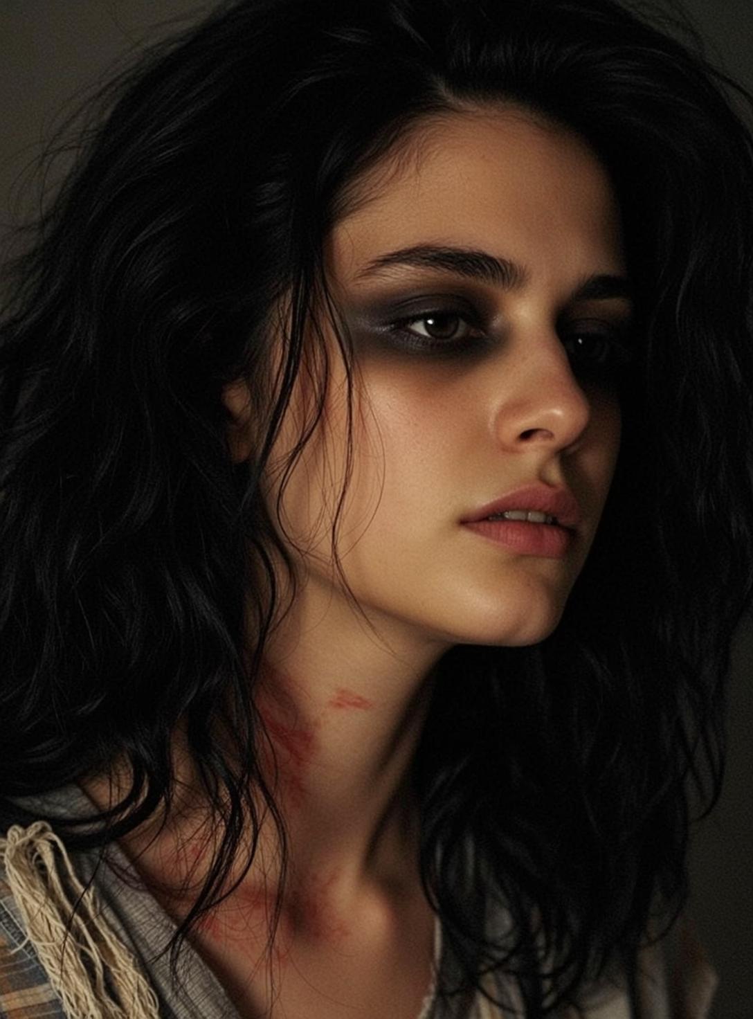 Halloween Makeup Young Long Dark Wavy Wet