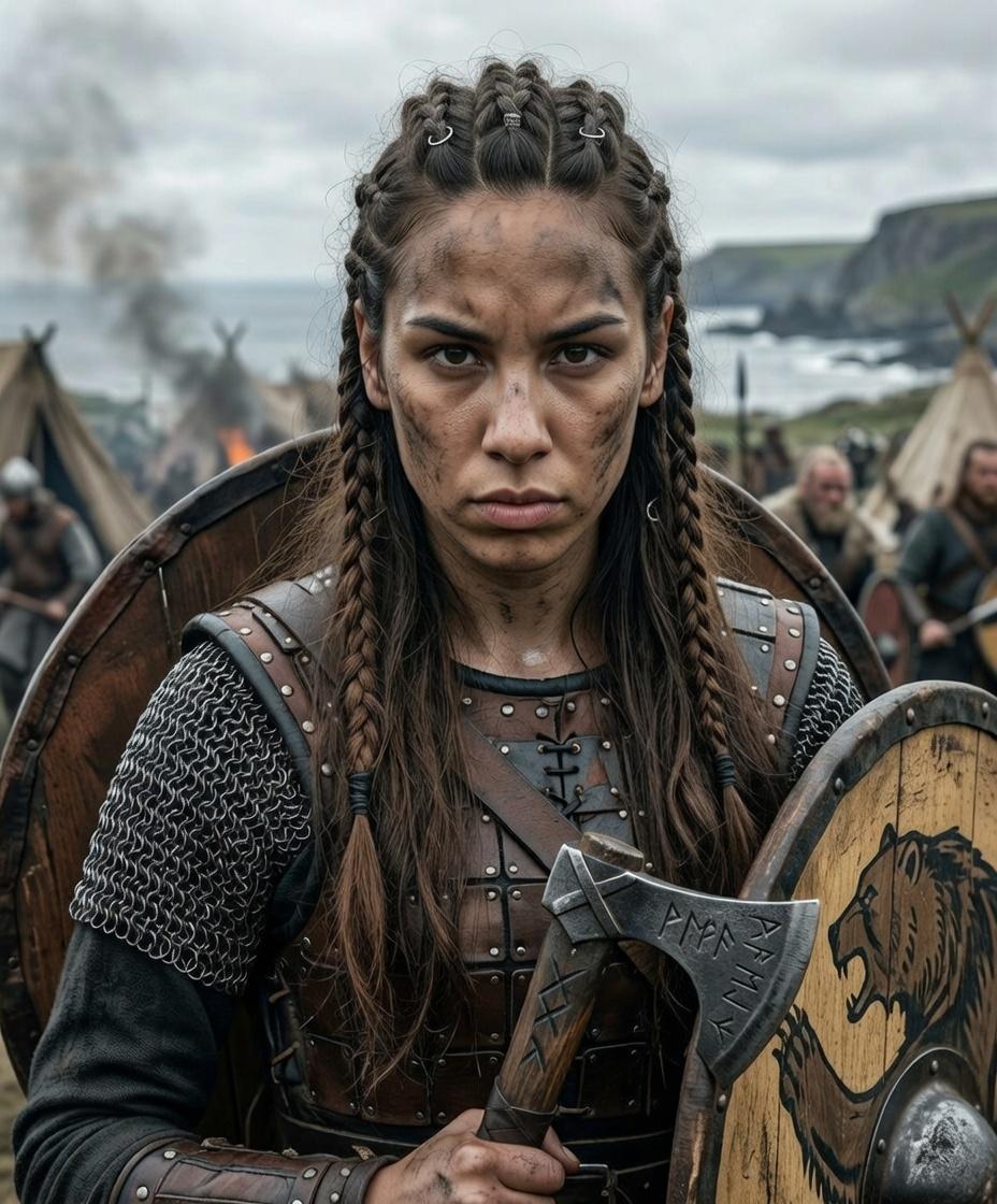 Viking Warrior Coastal Battlefield Cinematic Close Up