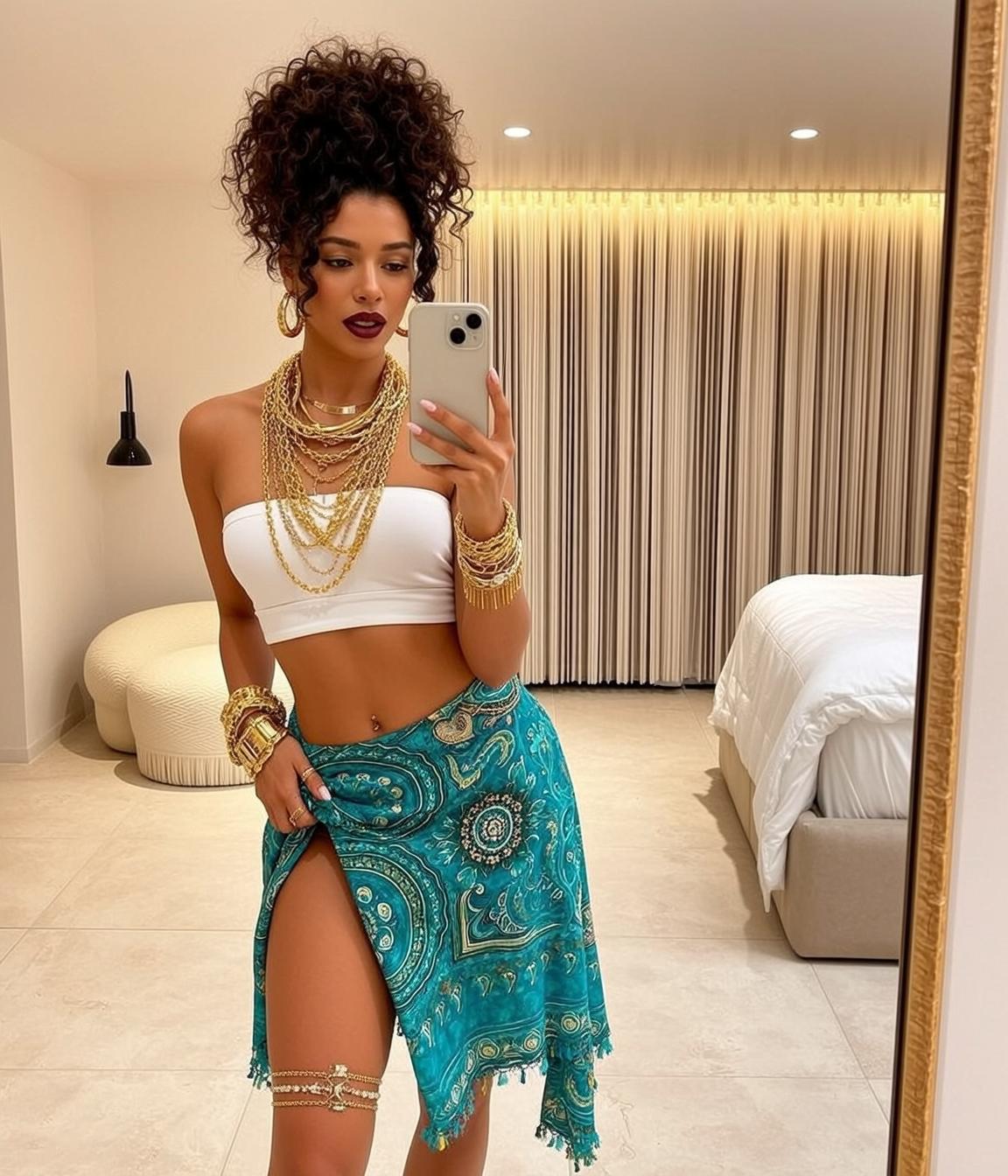 Tube Top Paisley Mirror Selfie