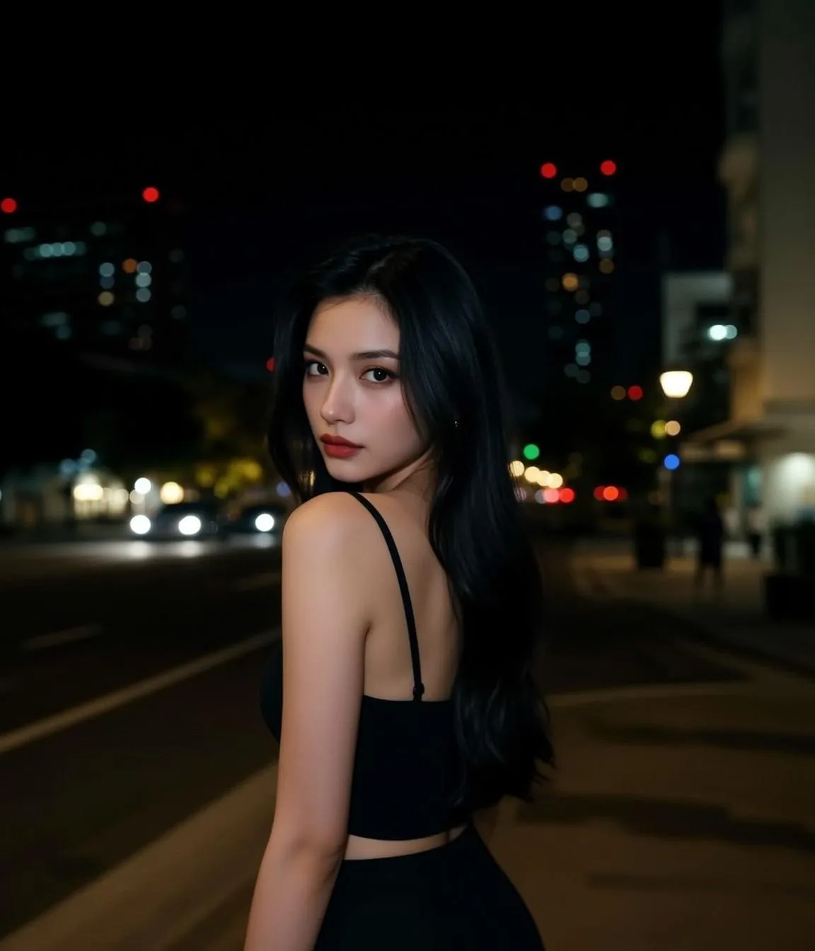 Black Crop Top Warm Portrait