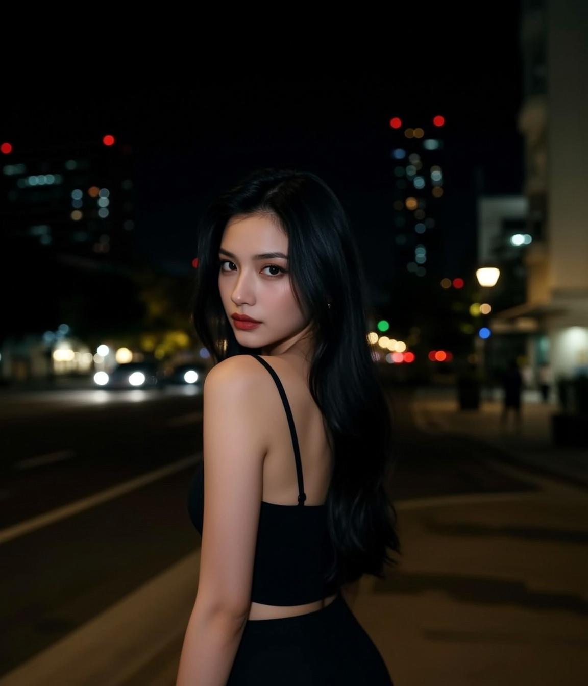 Black Crop Top Warm Portrait
