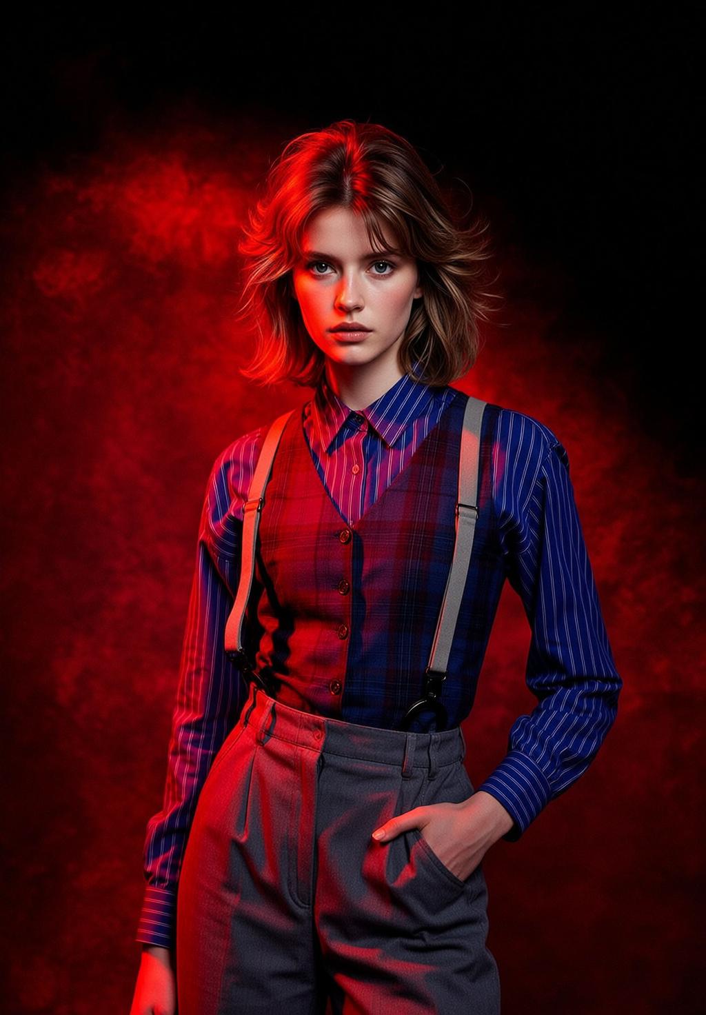 Plaid Vest Studio Serious Pose