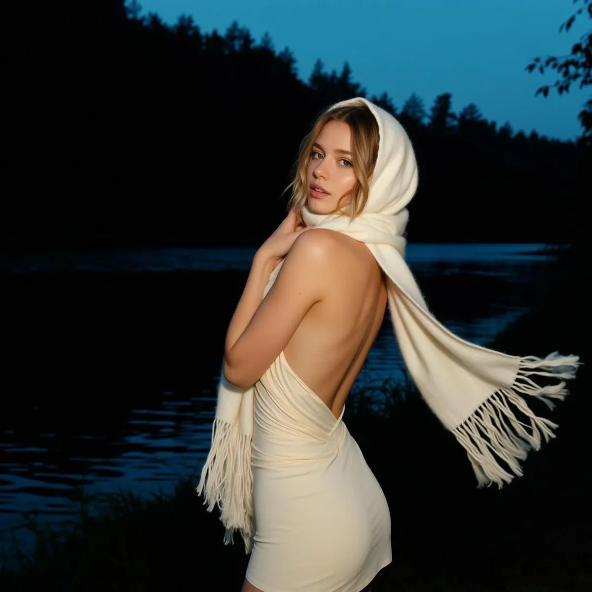 Cream Fringed Dress Portrait