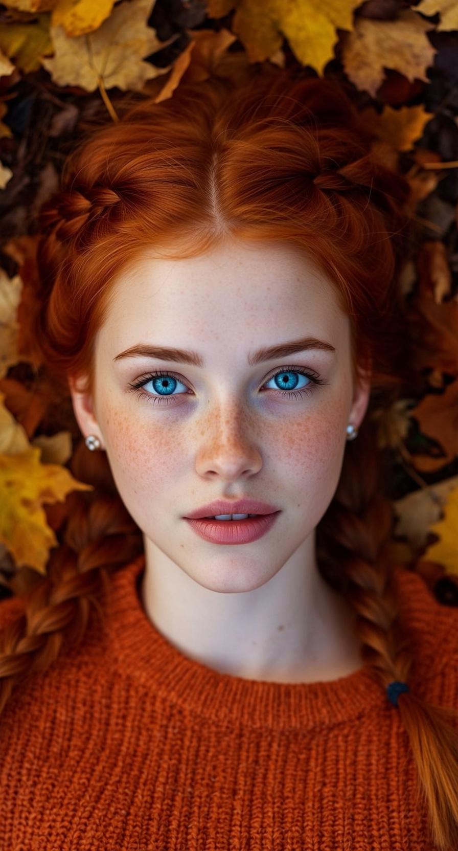 Autumn Young Long Braided Red Fair Freckled