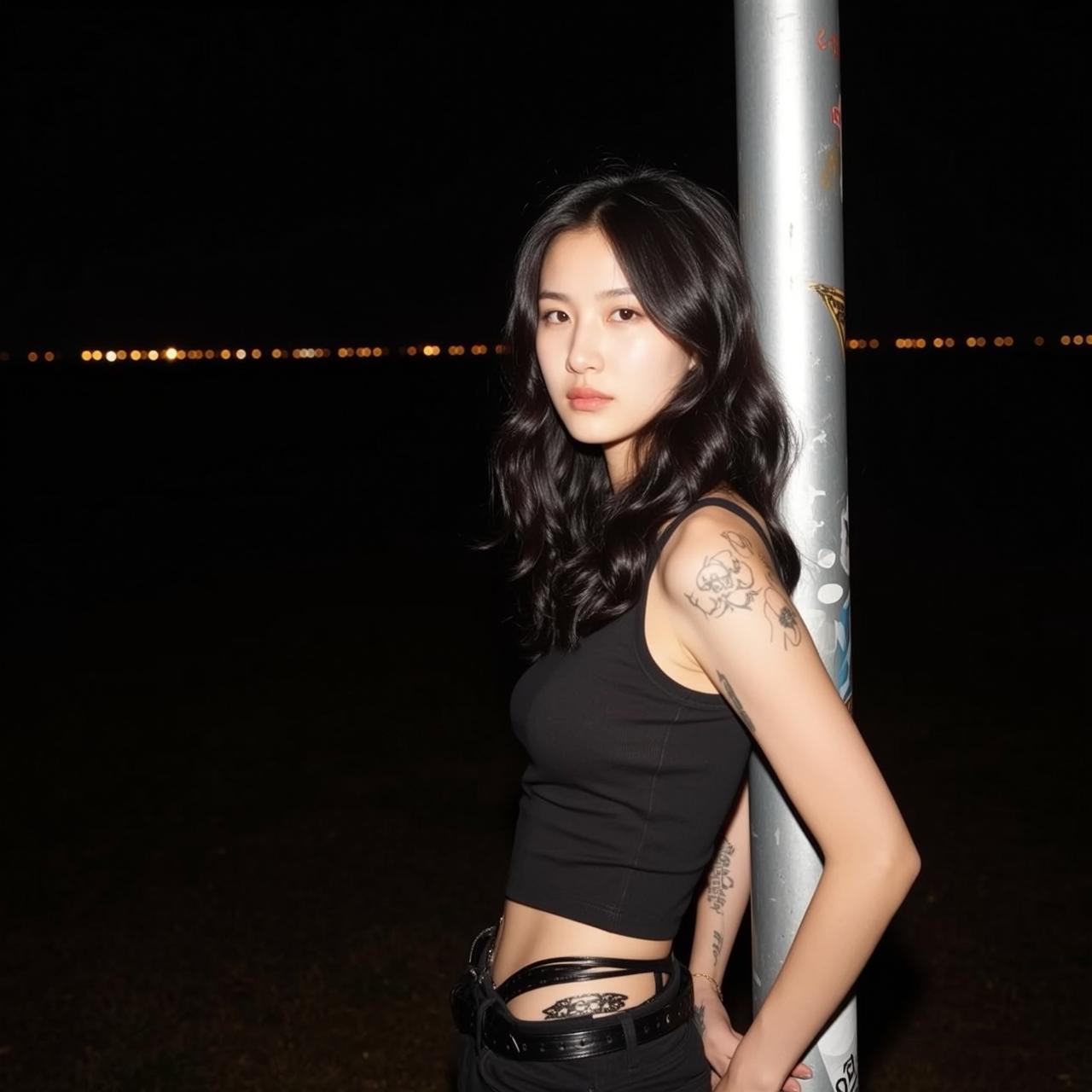 Explore Leaning Against Metal Pole Her Body