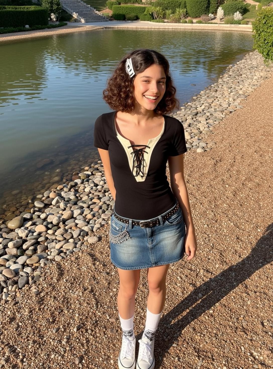 Acubi Stands Facing Wide Joyful Smile Her