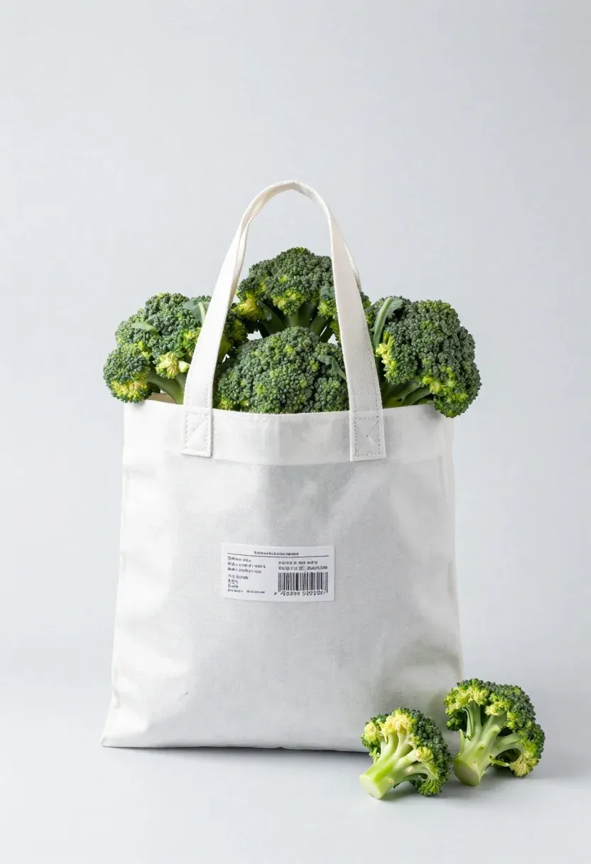High-key Studio Product Shot White Shopping Bag Overflowing With Fresh