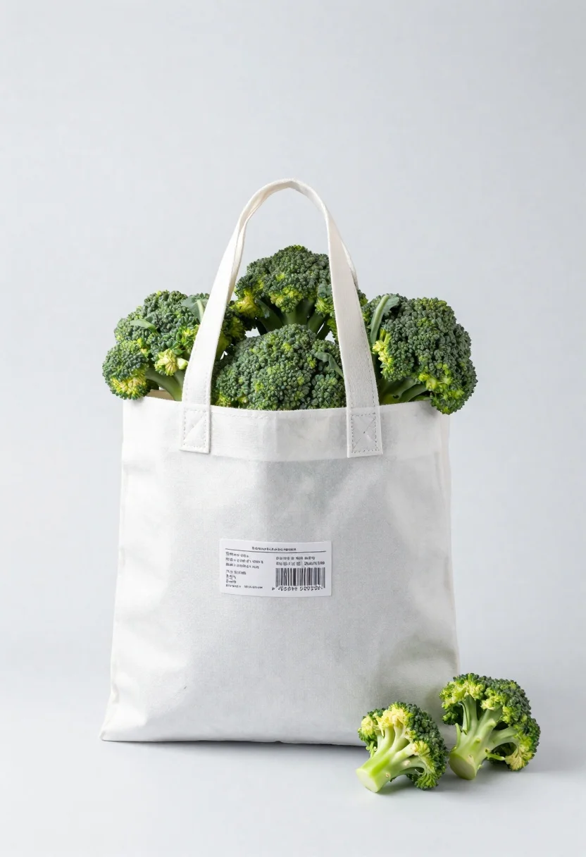 High-key Studio Product Shot White Shopping Bag Overflowing With Fresh reference photo