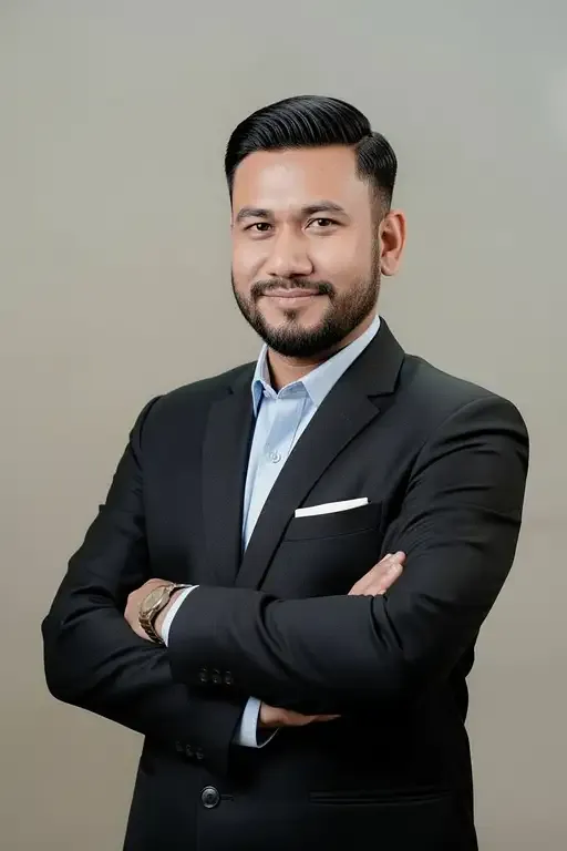 Professional Studio Headshot Confident Man With Neat Beard And Styled
