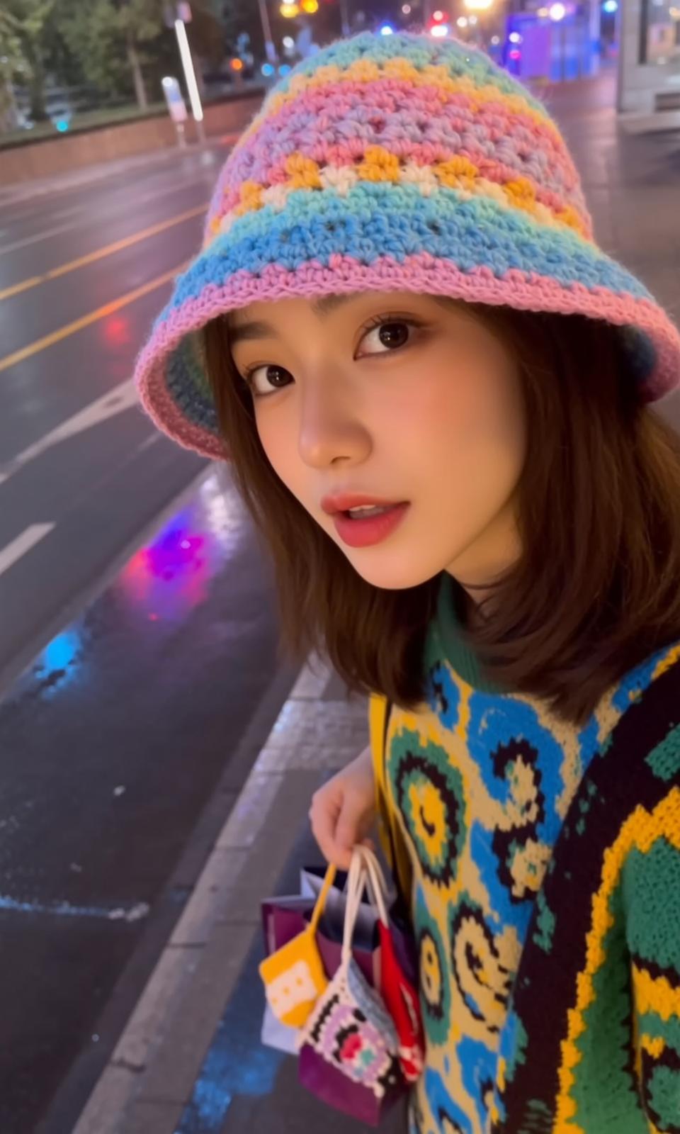 Crocheted Hat Shopping Bags