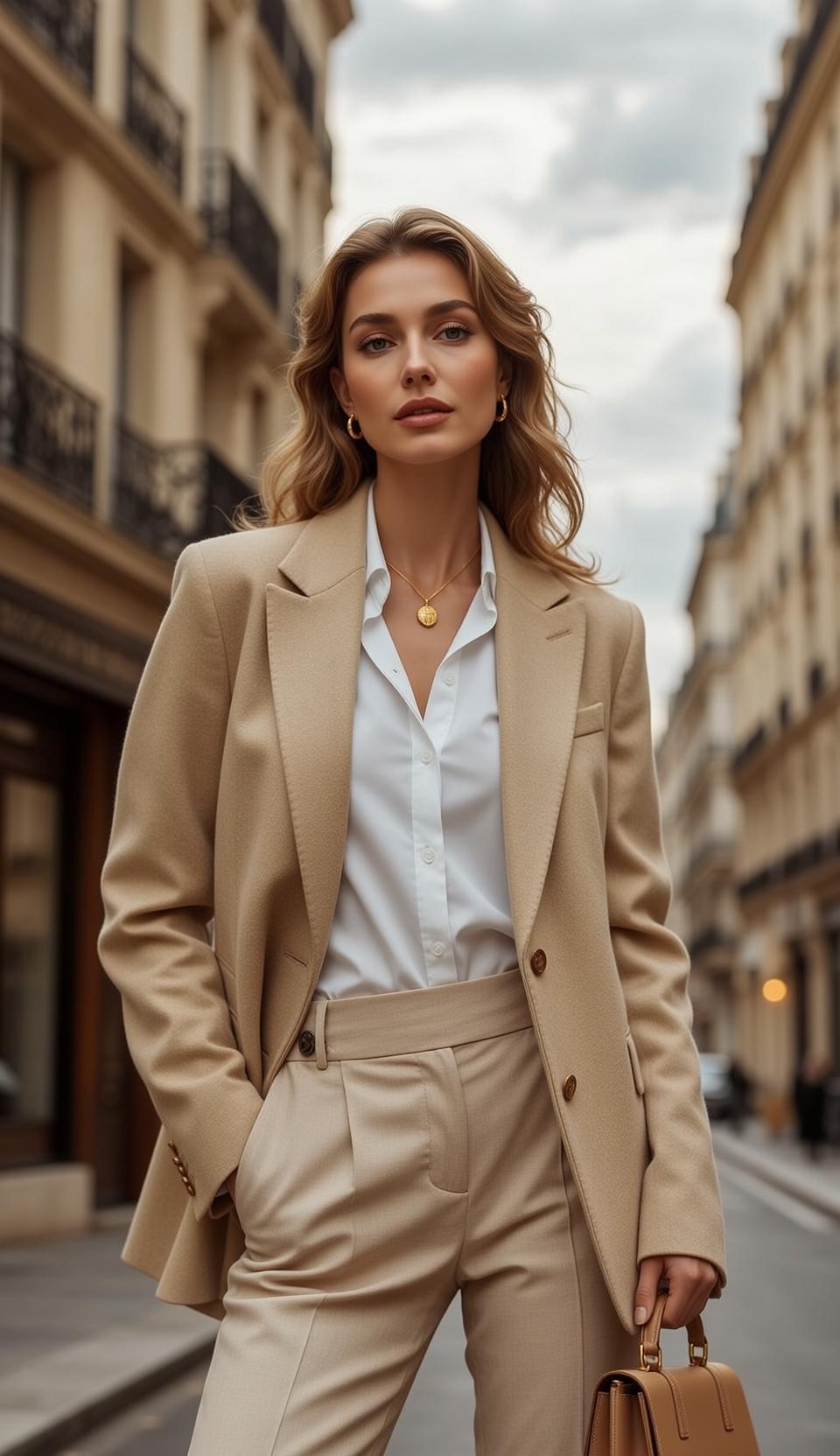 Tan Blazer Pleated Trousers