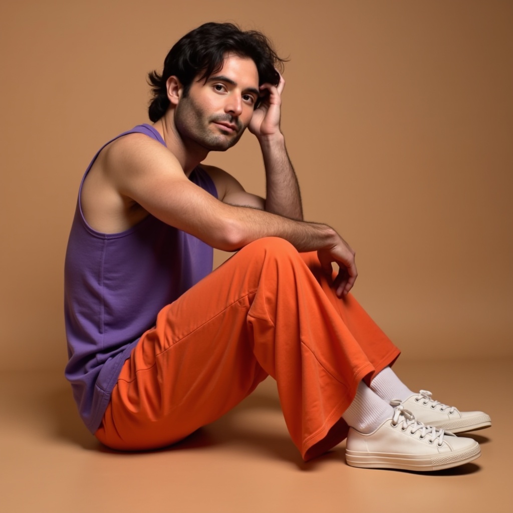 Man In Purple Tank Top Portrait