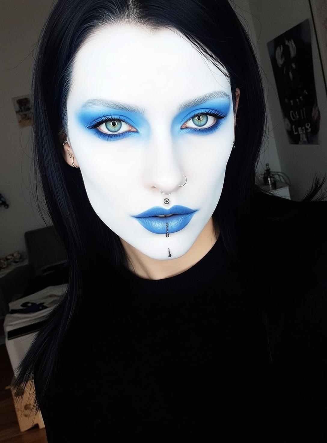 Halloween Makeup Young Striking Blue Eye Bright