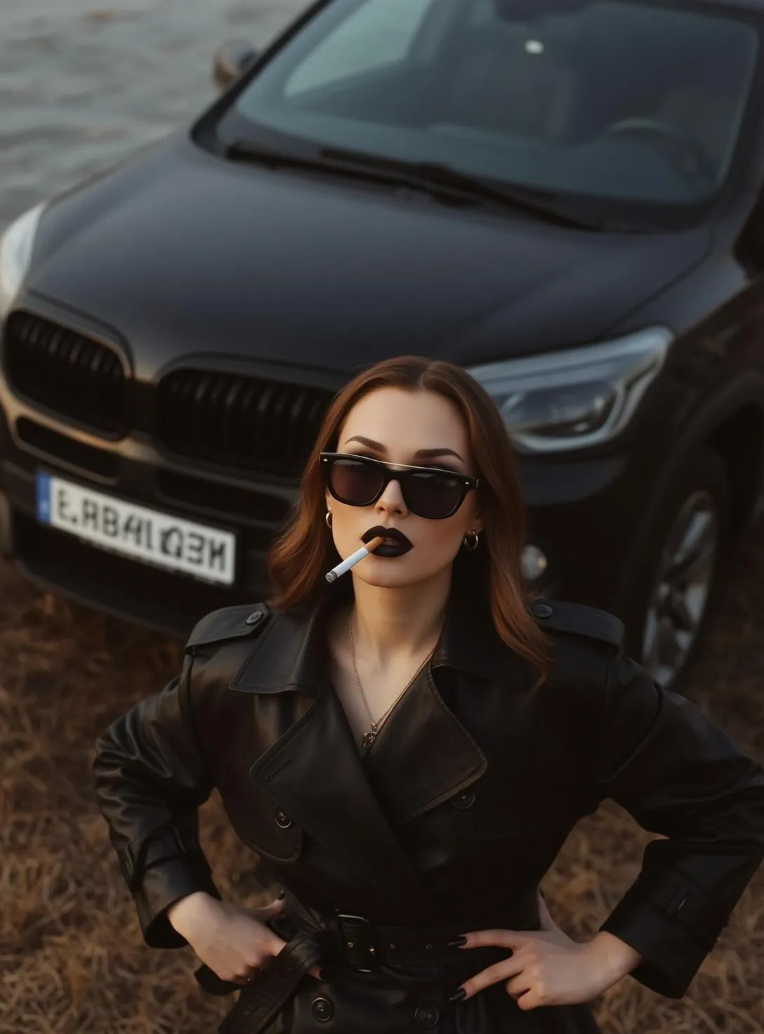 Sunglasses Makeup Earrings And Necklace In Fashion Portrait