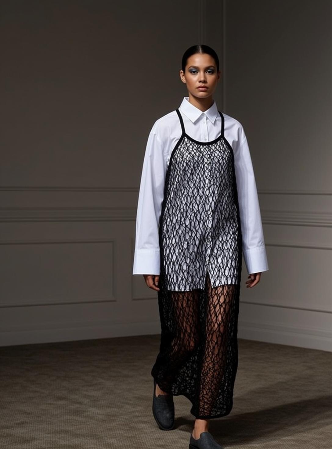 Sheer Black Dress Studio Fashion Editorial