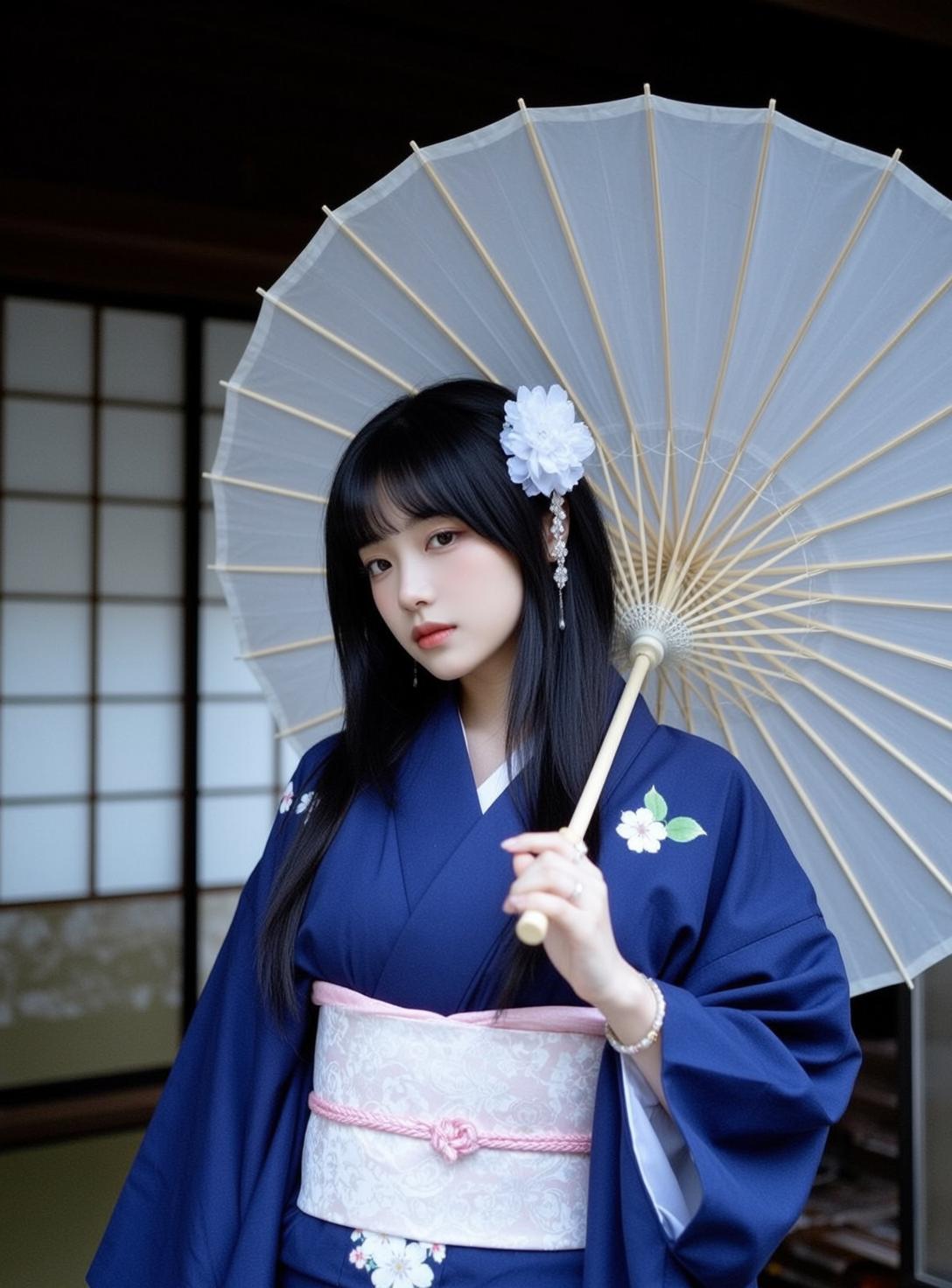 Blue Kimono Umbrella Room