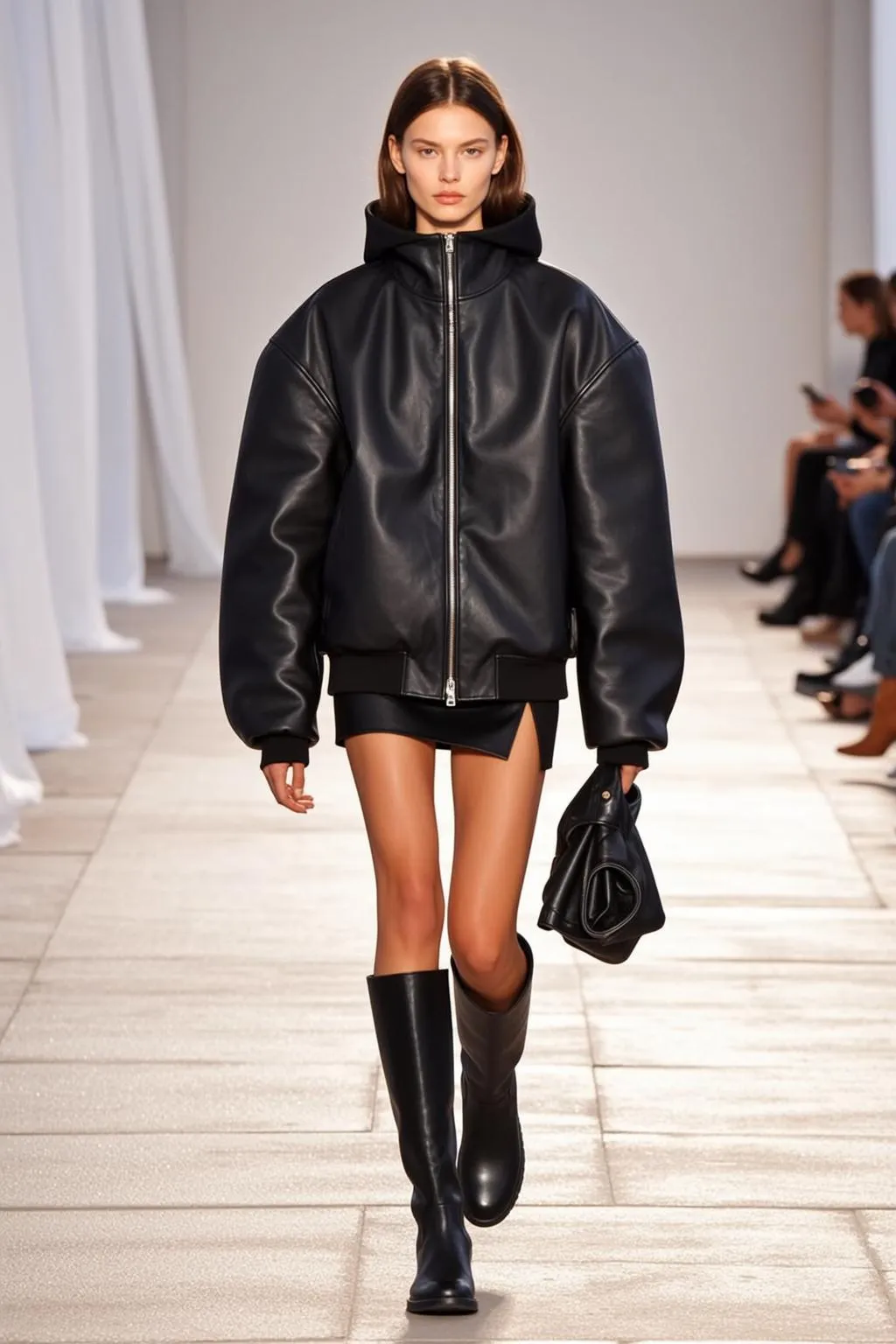 Runway Walk Black Leather Outfit