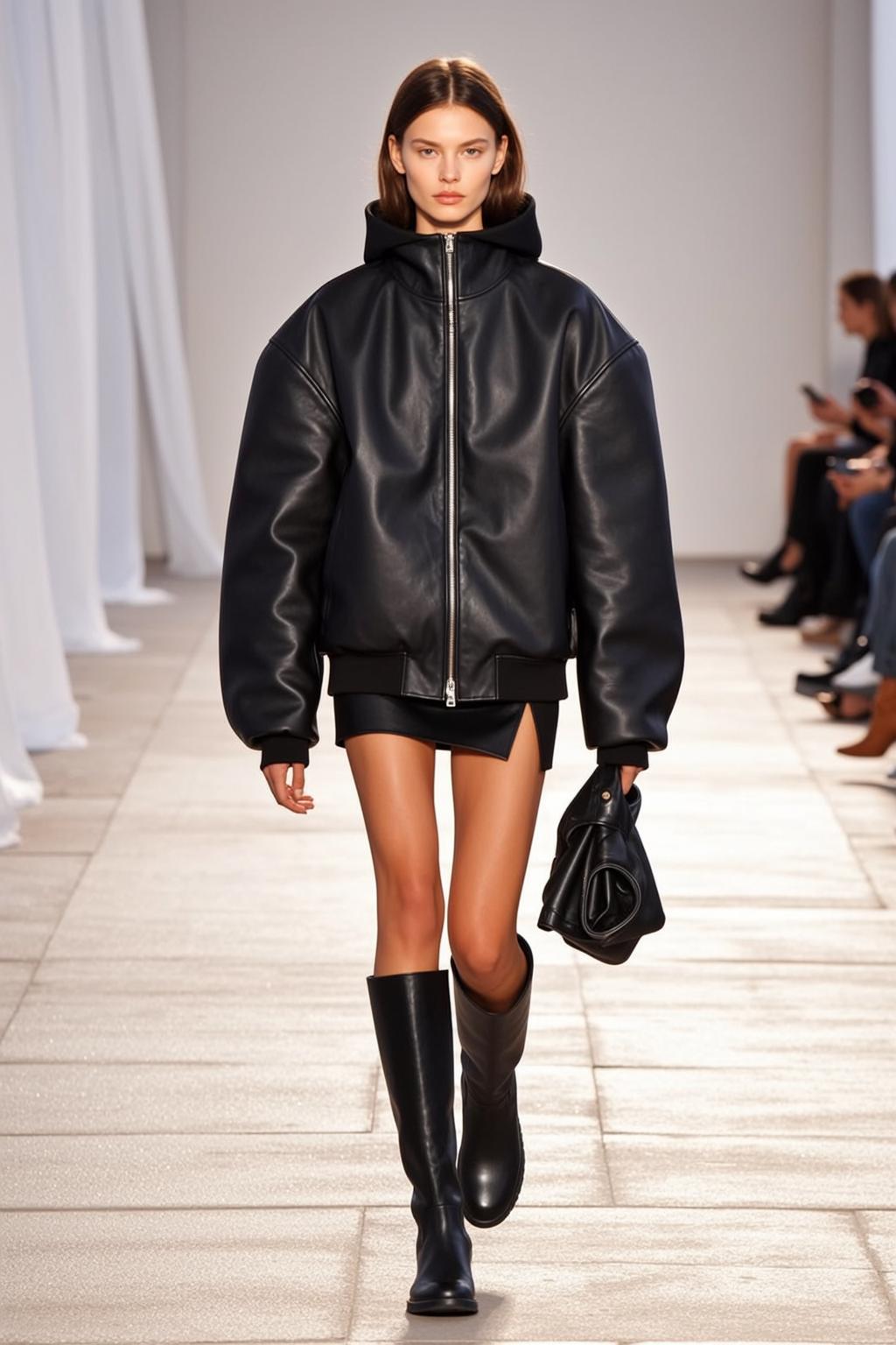 Runway Walk Black Leather Outfit