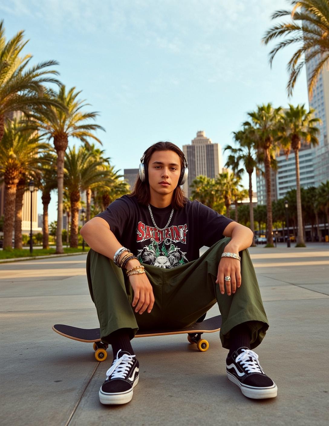 Skateboard Park Golden Hour Pose