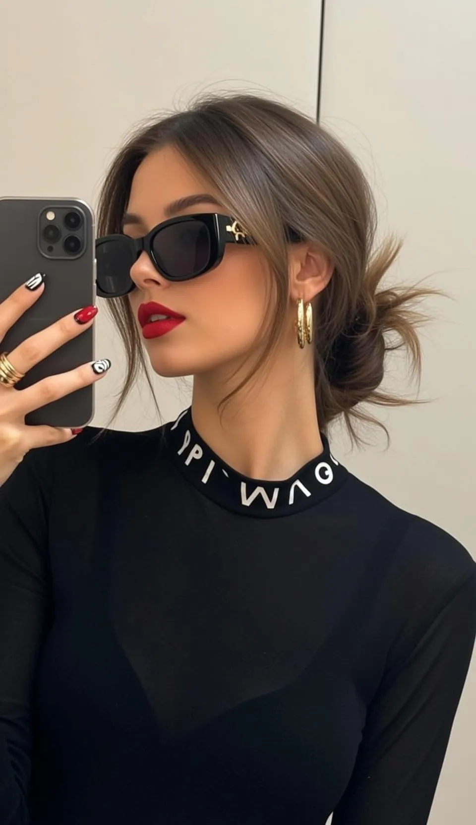 Explore Taking Selfie Her Smartphone Holding Left