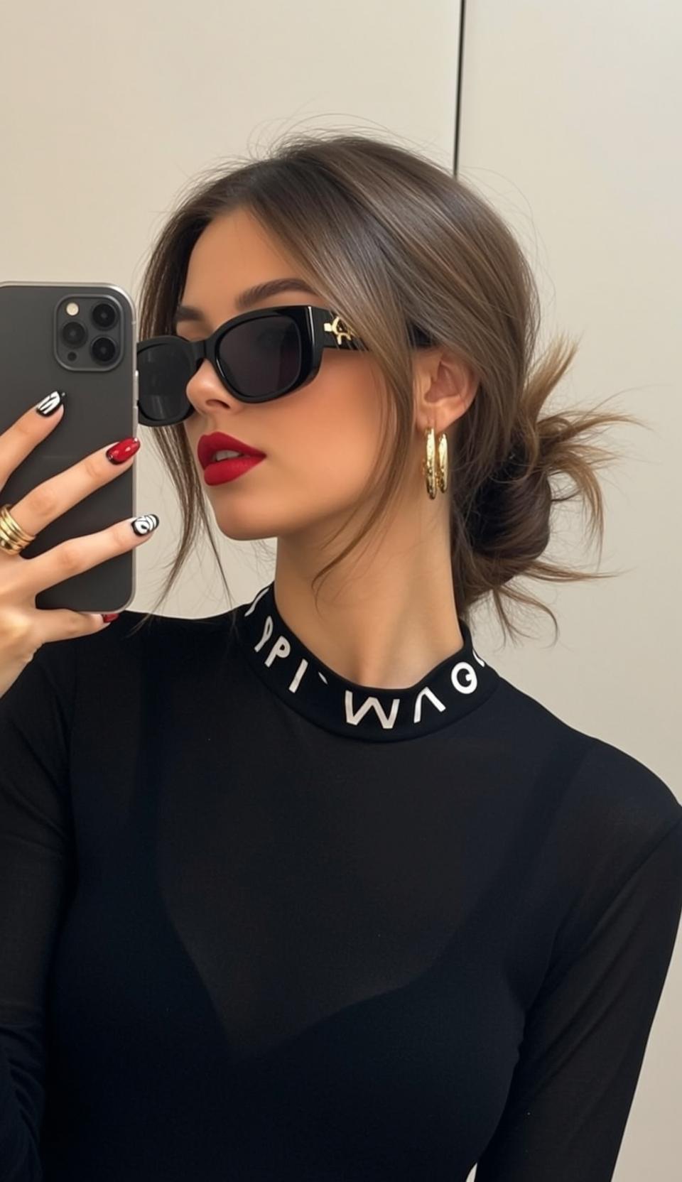 Explore Taking Selfie Her Smartphone Holding Left