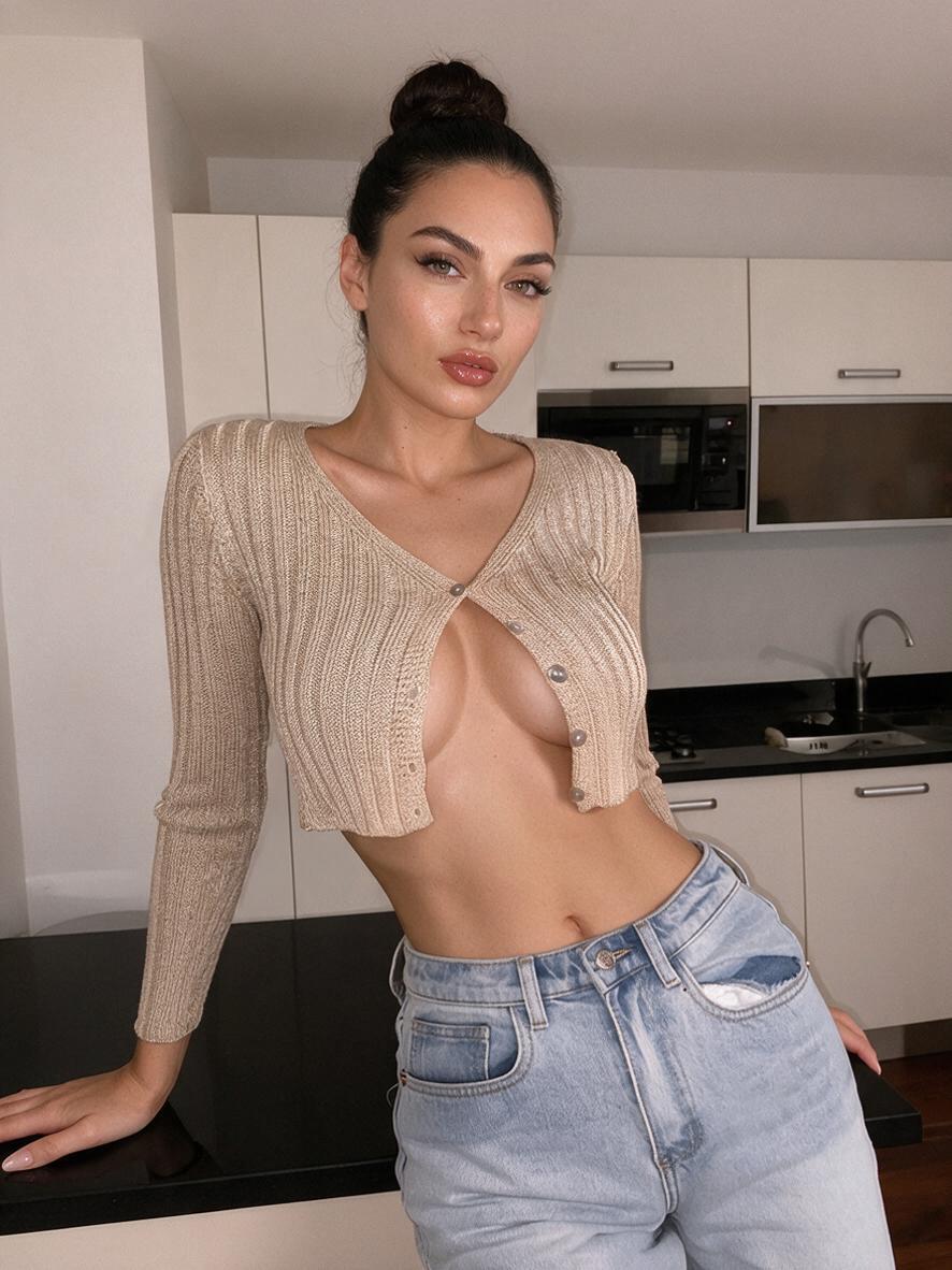 White Open Back Halter Top Bathroom Pose