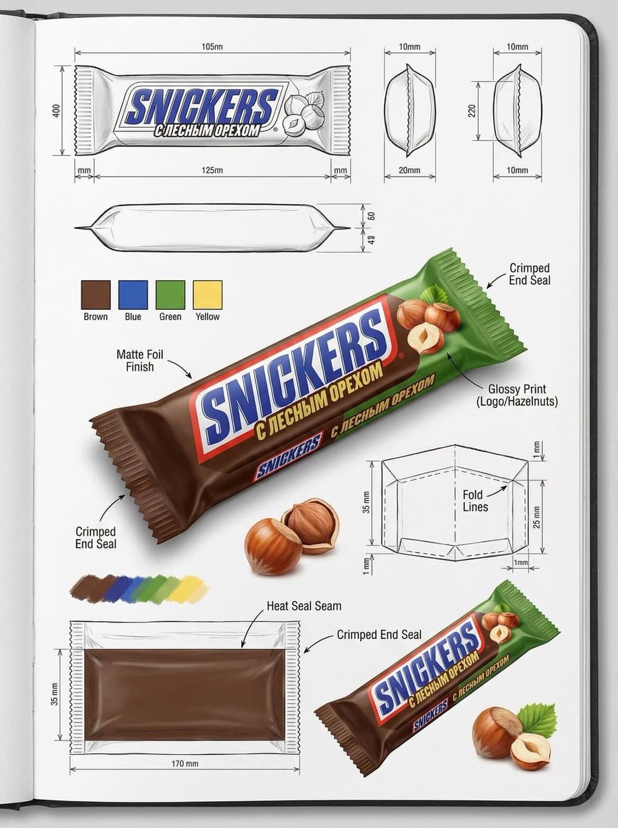 A detailed 3D rendering of an industrial design packaging showcasing various viewpoints and realistic materials.