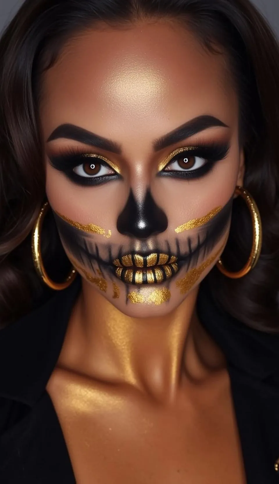 Skull Makeup Black Jacket Portrait