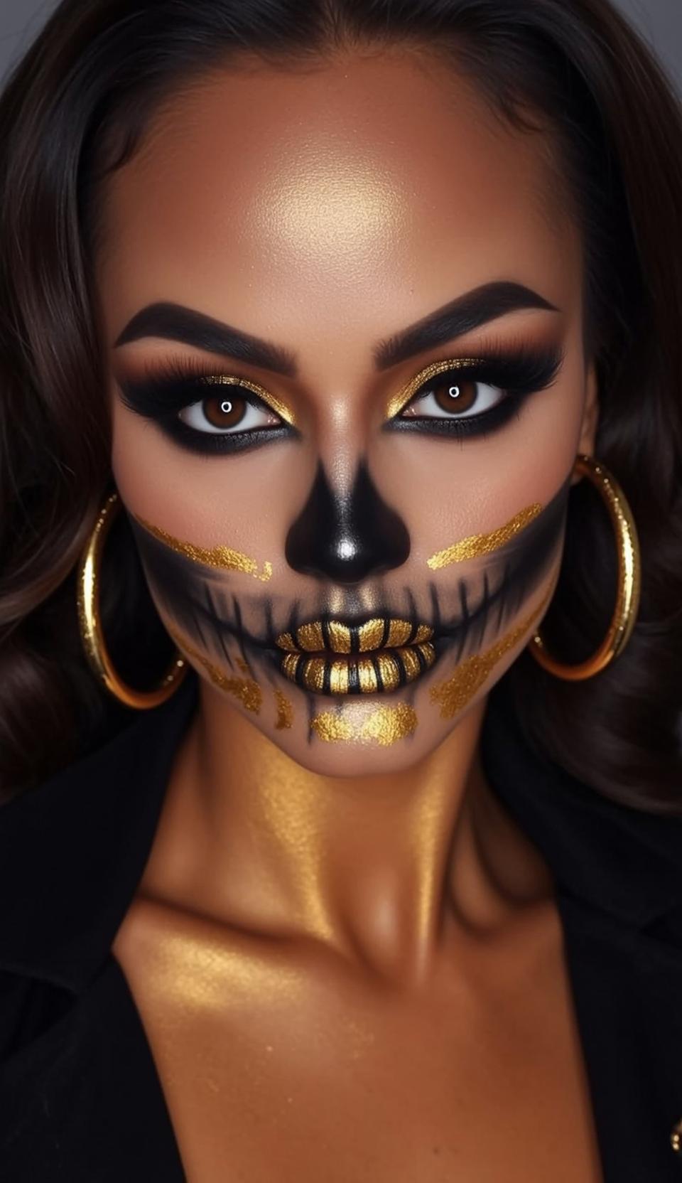 Skull Makeup Black Jacket Portrait