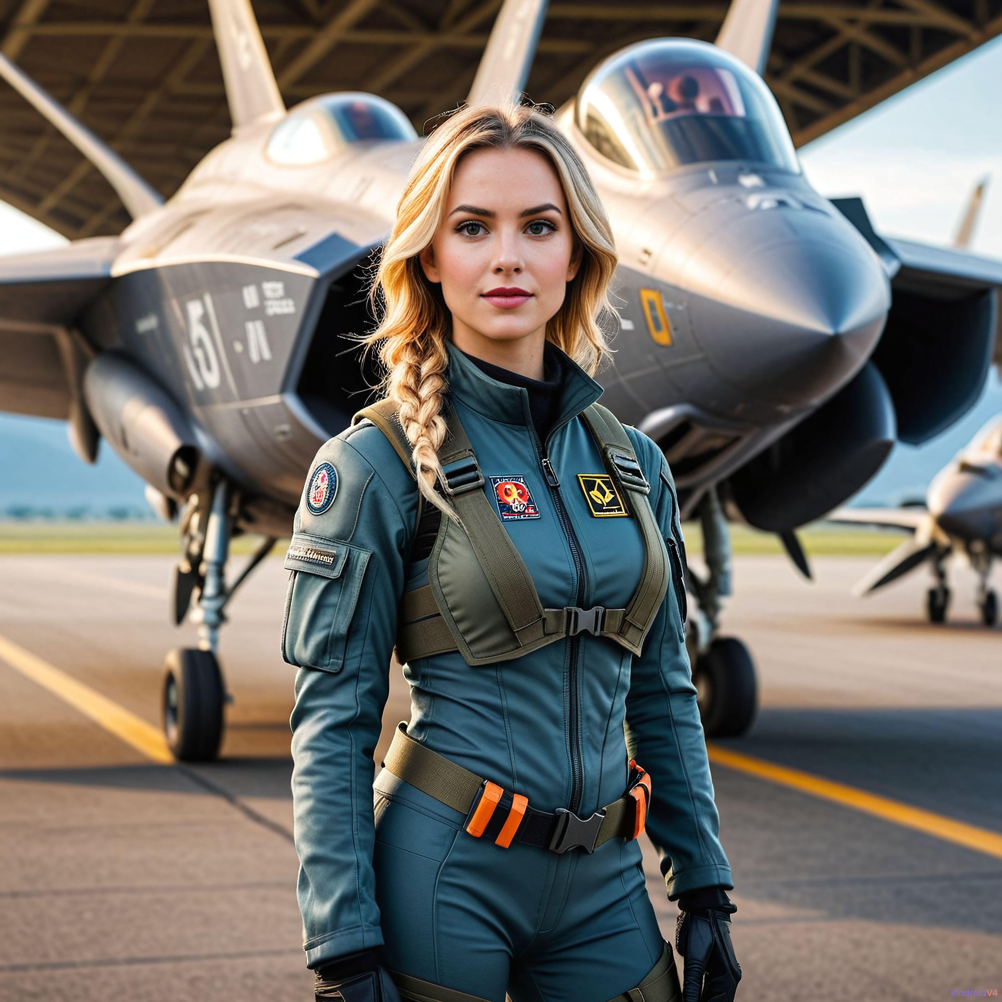 Pilot On Airport Tarmac With Grey Fighter Jet