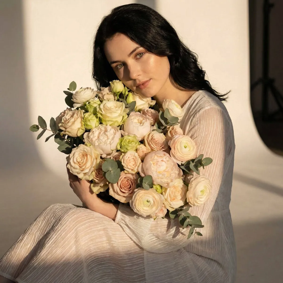 Flower Dress Bouquet Studio Scene