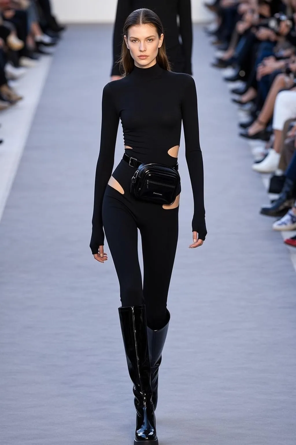 Walking Fashion Runway Black Outfit