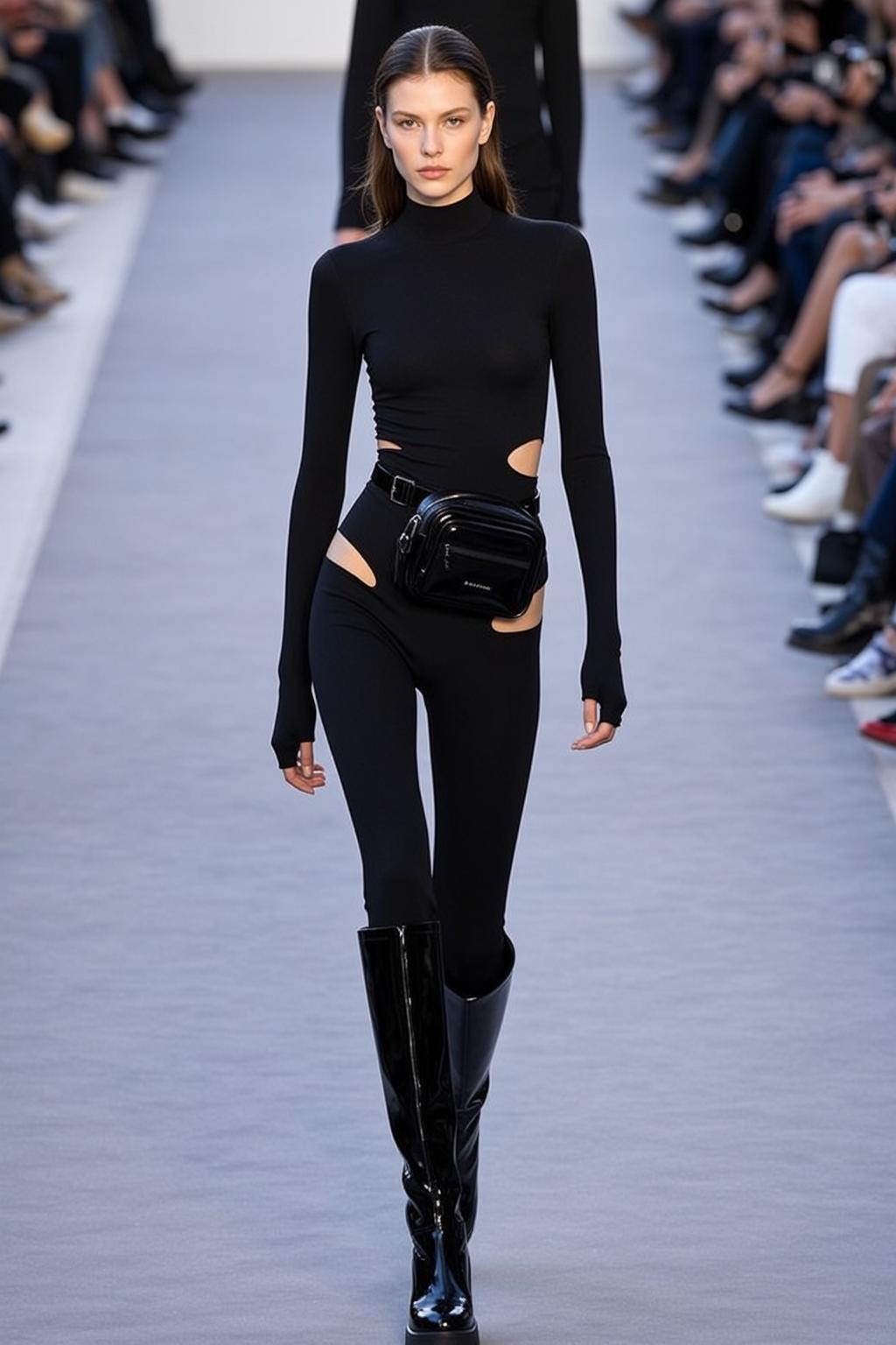 Walking Fashion Runway Black Outfit