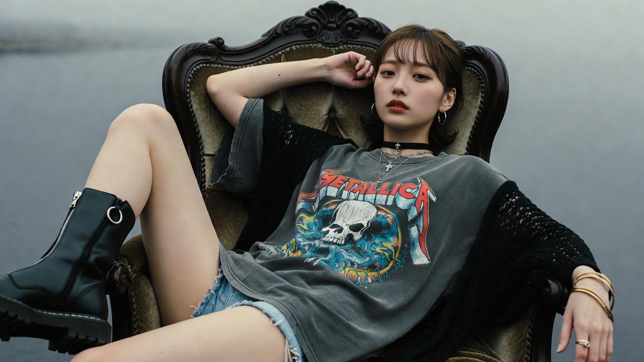 Gothic Armchair By Water Skull Tee Platform Boots