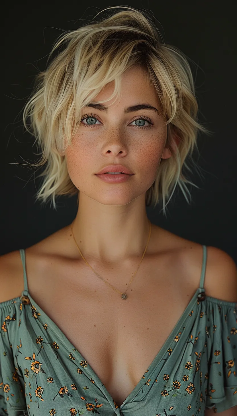 Short Blonde Hair Studio Portrait