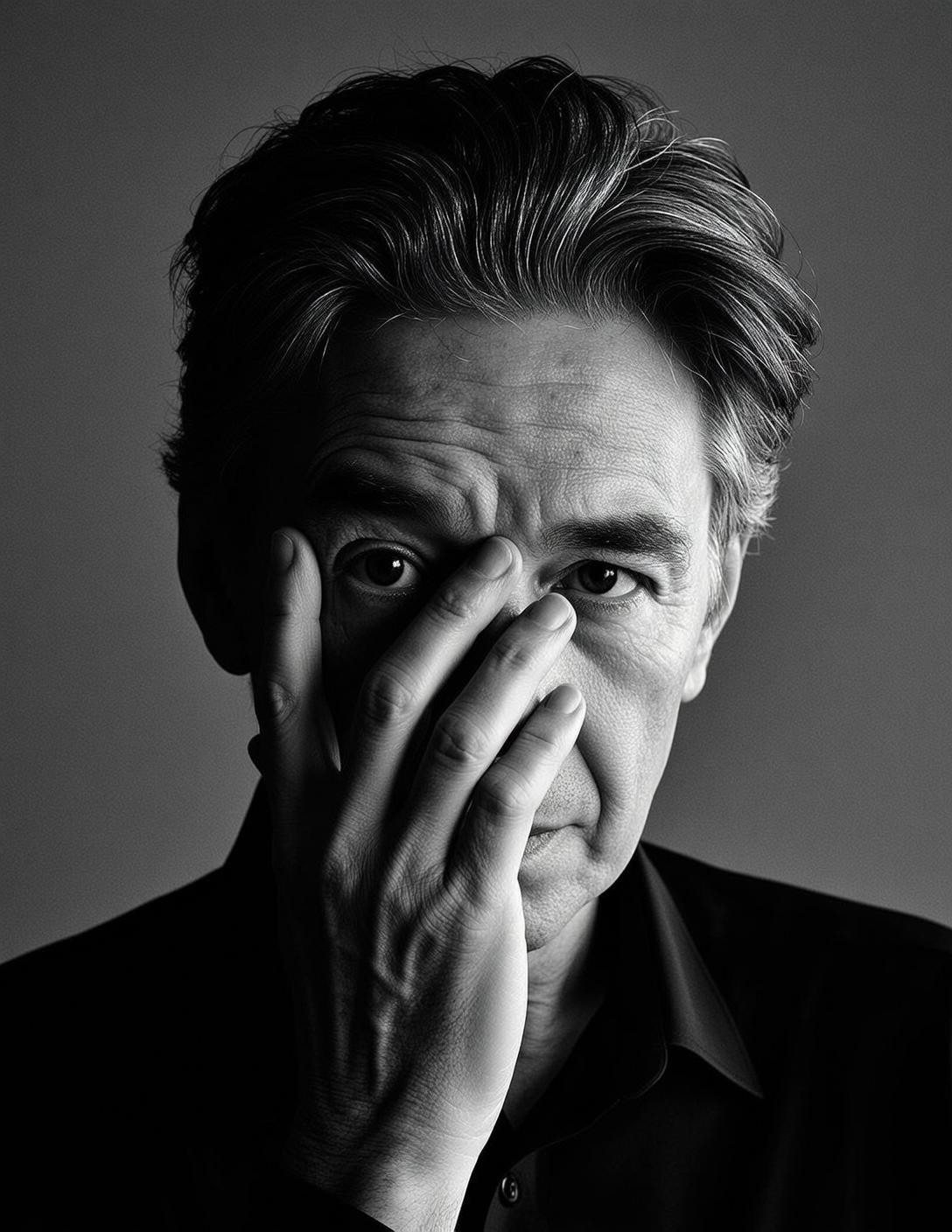 Photorealistic Medium Close Up Black And White Portrait…