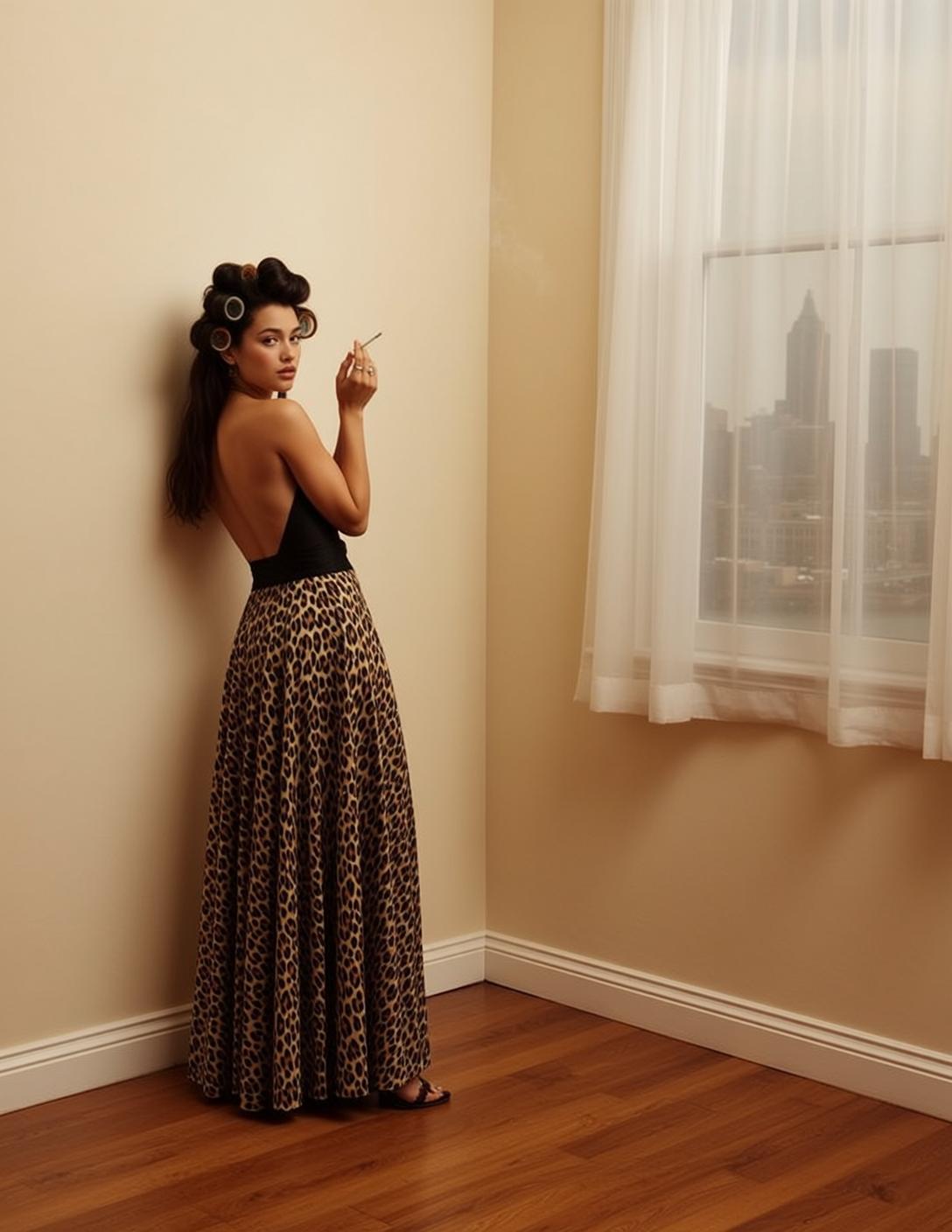 Leopard Skirt Wall Lean