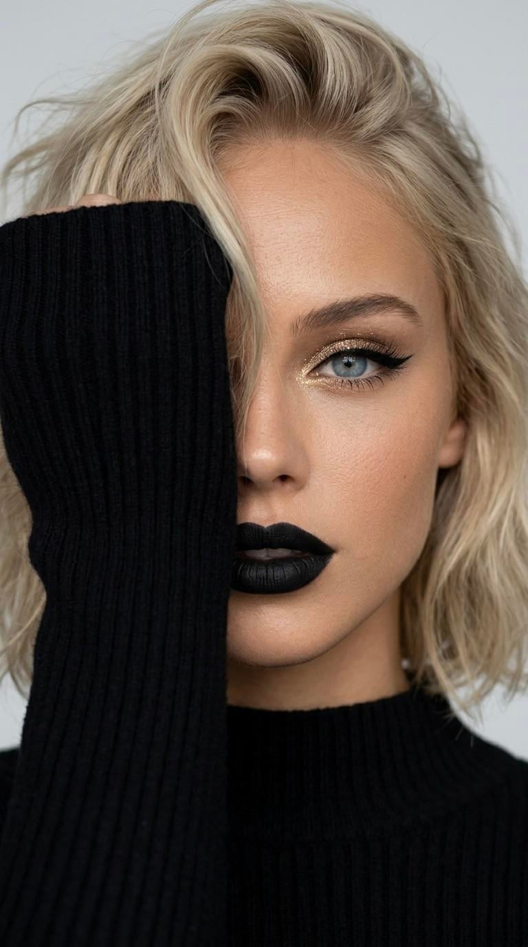 Face Covered By Black Sweater Sleeve Studio