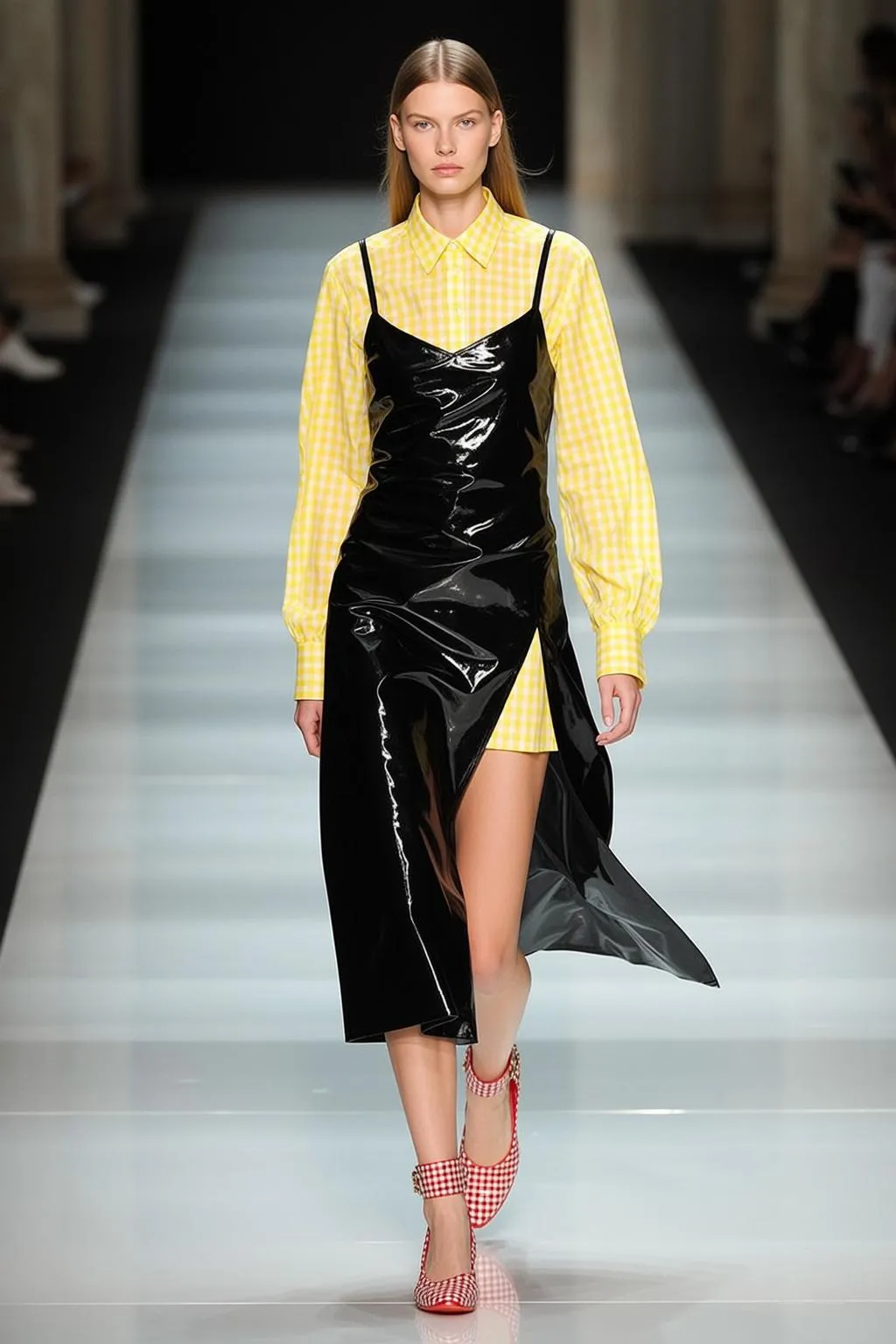 Gingham Runway Dress Walk