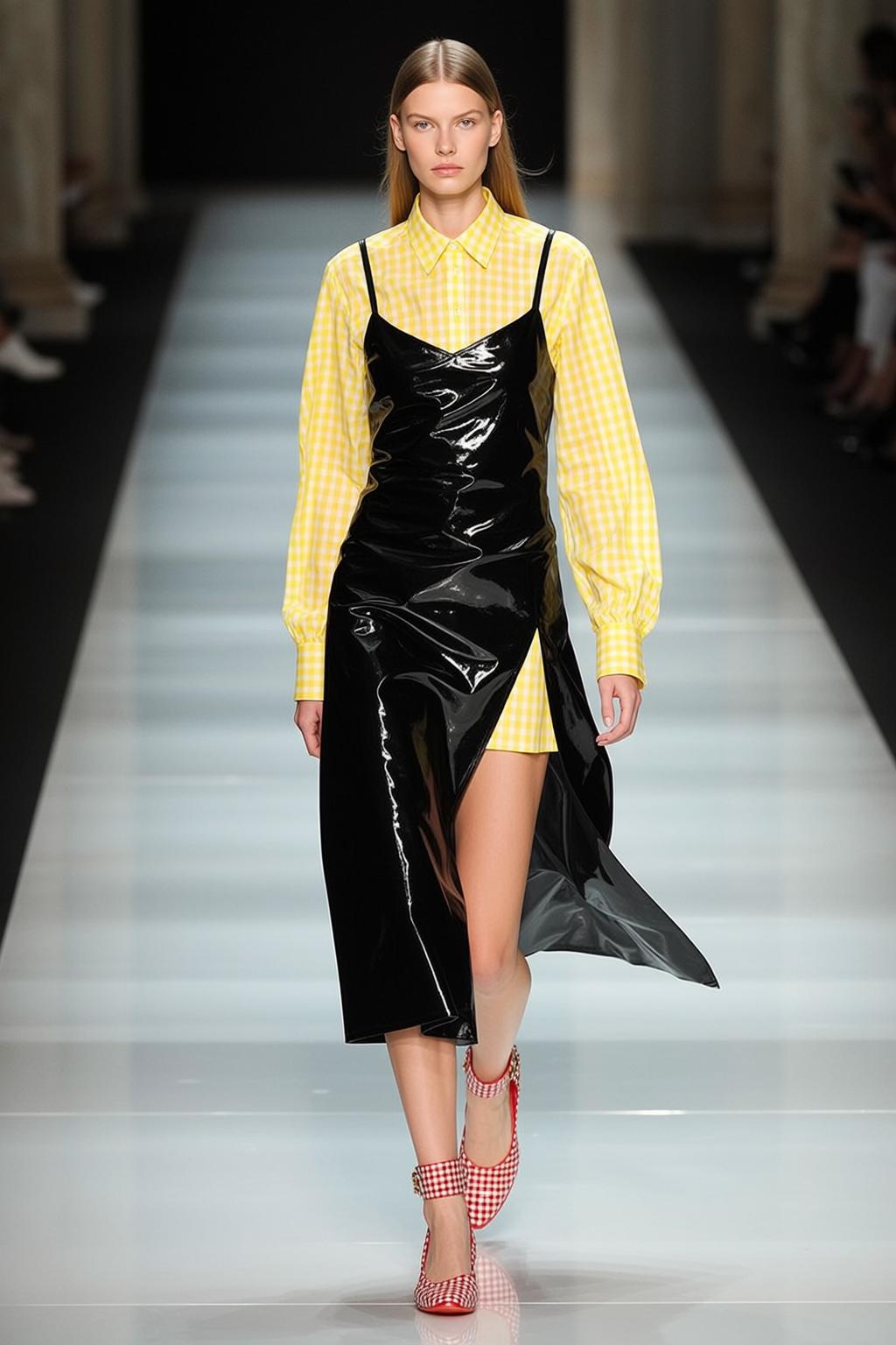 Gingham Runway Dress Walk