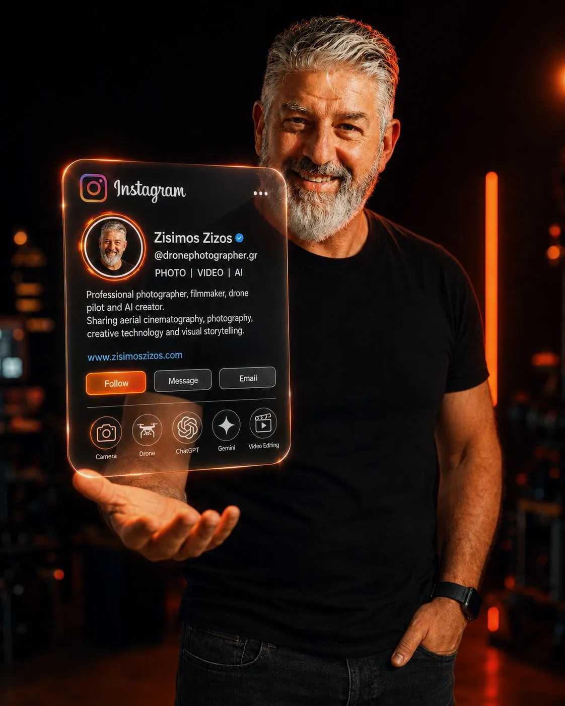 Futuristic Studio Portrait Holographic Instagram Profile