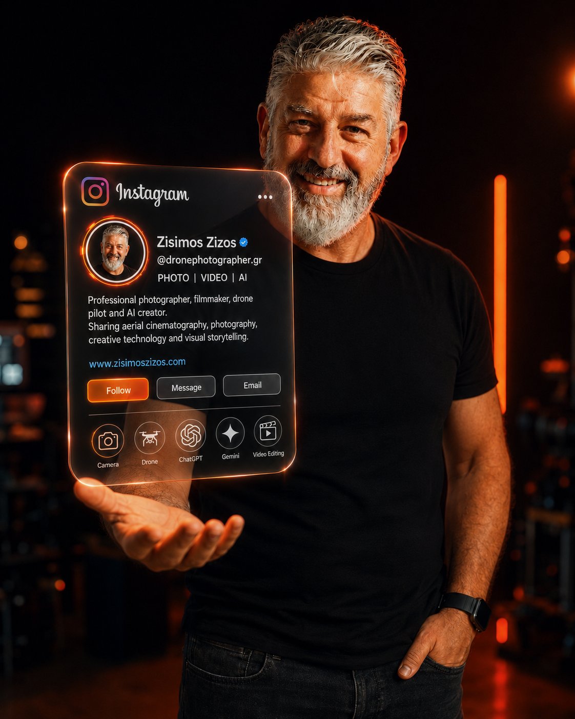 Futuristic Studio Portrait Holographic Instagram Profile