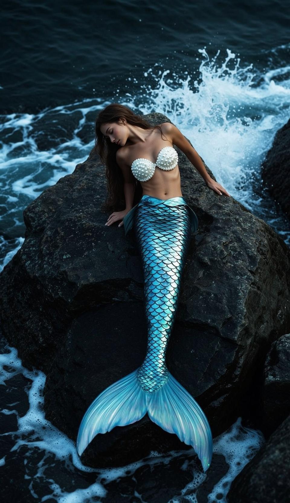 Pearl Seashell Mermaid Portrait
