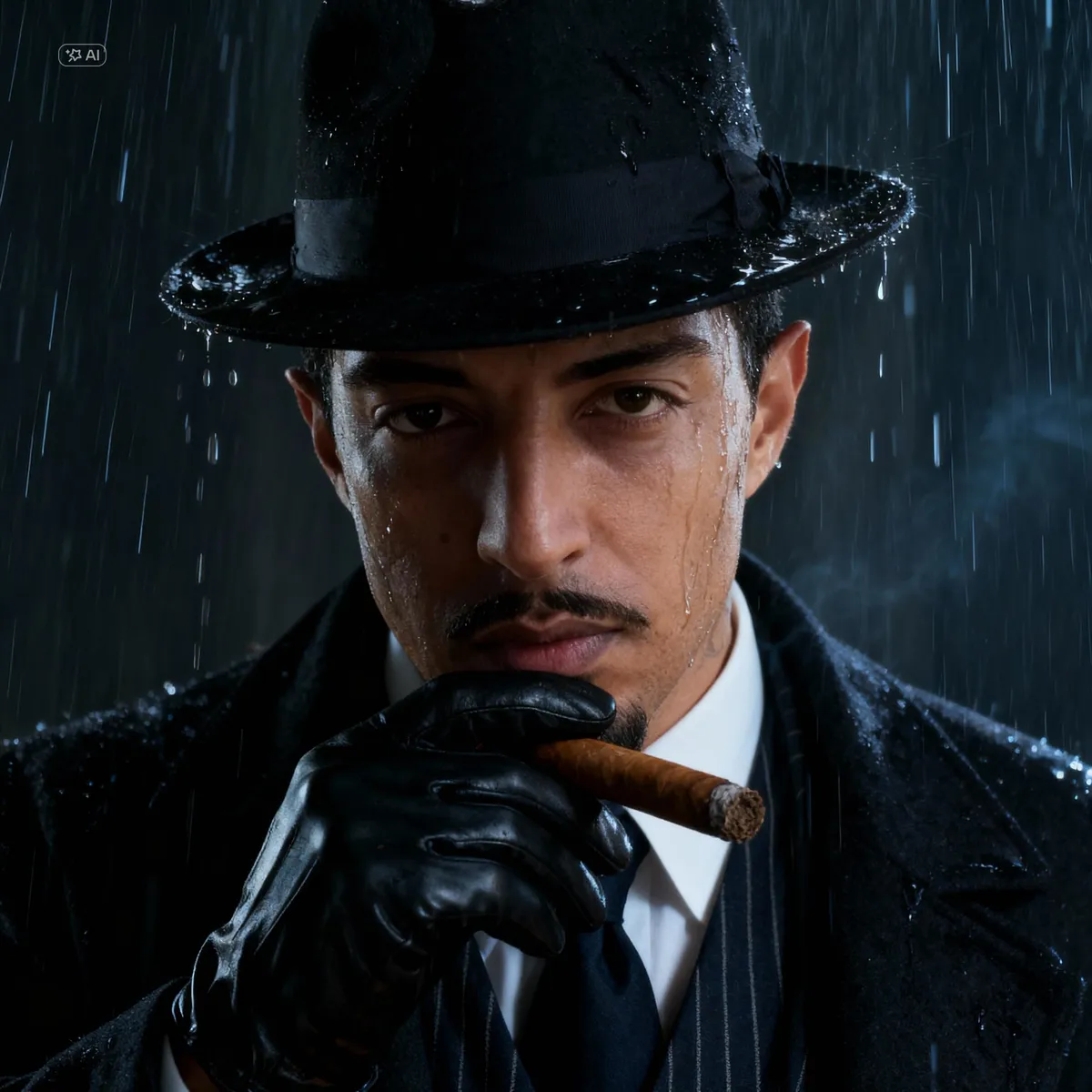 Retro Man In The Rain