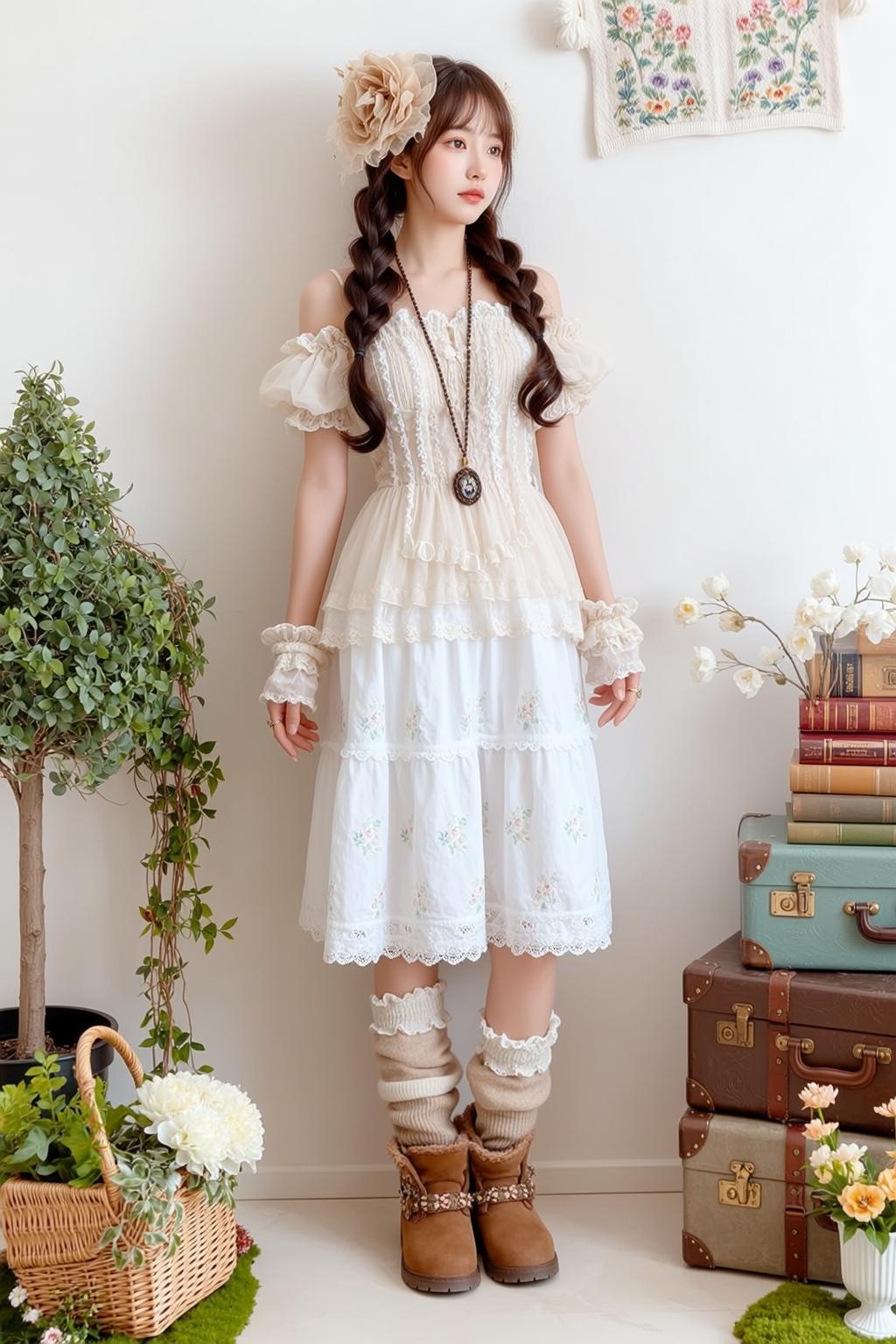 Lace Dress Flower Portrait