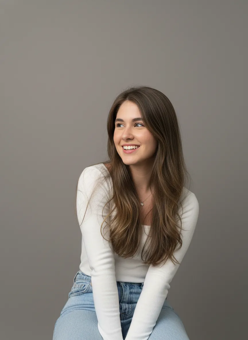 Realistic Studio Portrait Of A Woman