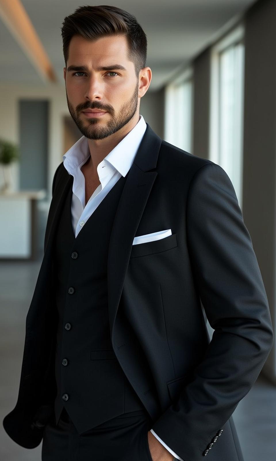 Short Dark Styled Light White Dress Shirt 2