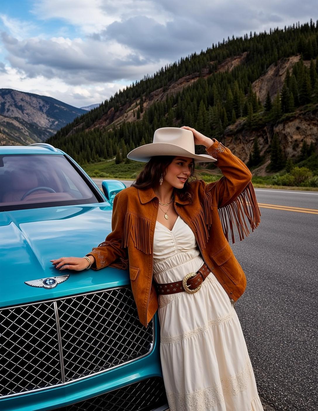 White Dress by Mountain Car