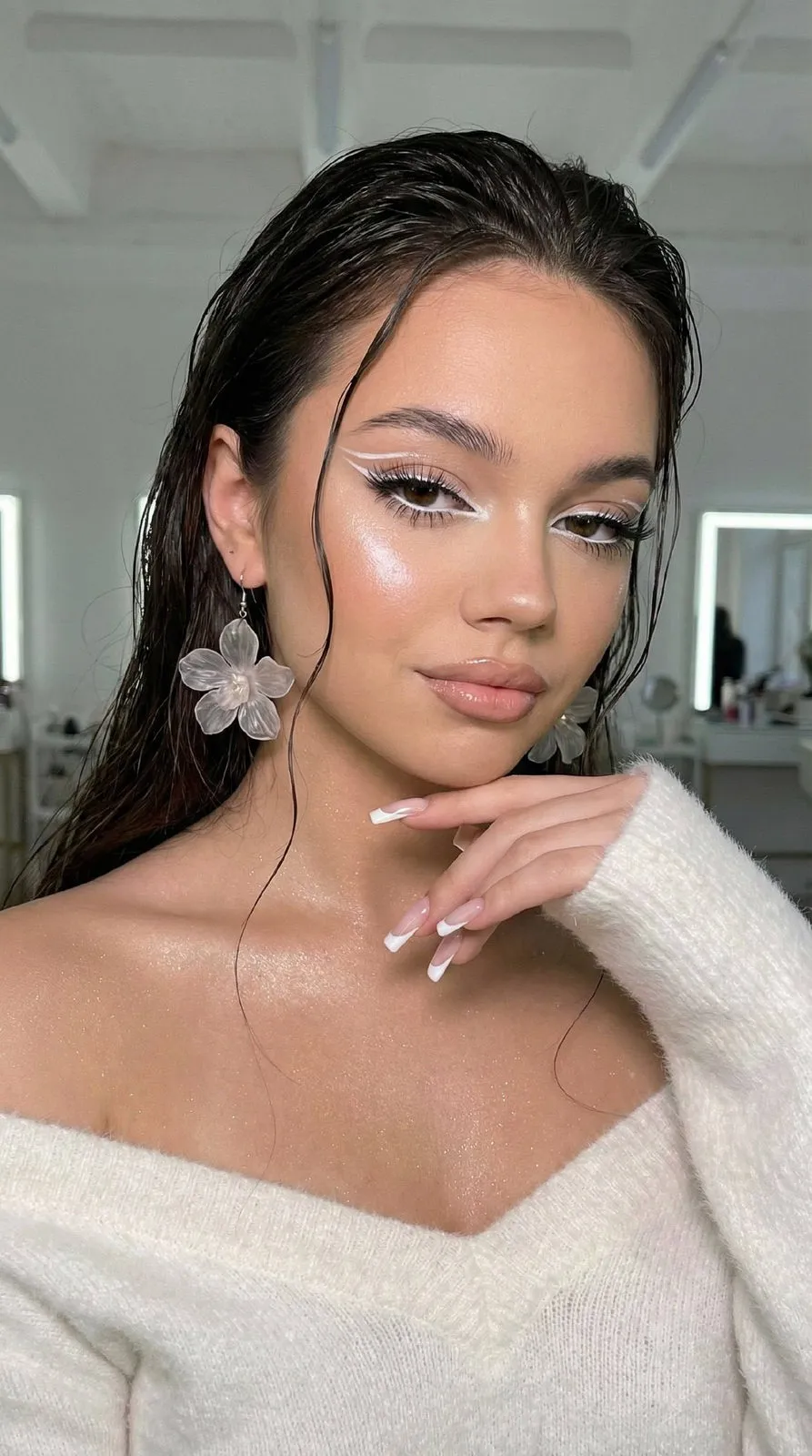 Makeup And Earrings In Studio Portrait